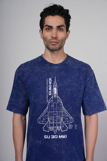 Outlaws Acid Wash Blue T-Shirt for Men