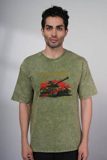 Outlaws Acid Wash Olive T-Shirt for Men
