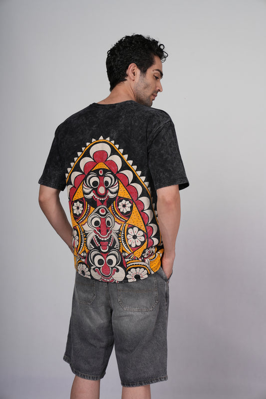 Outlaws Acid Wash Black T-Shirt for Men