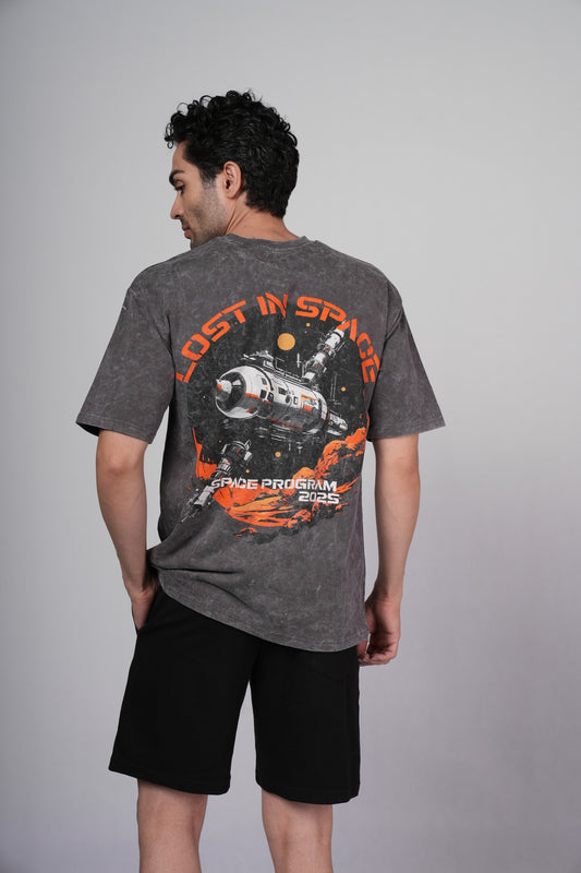 Outlaws Acid Wash Grey T-Shirt for Men