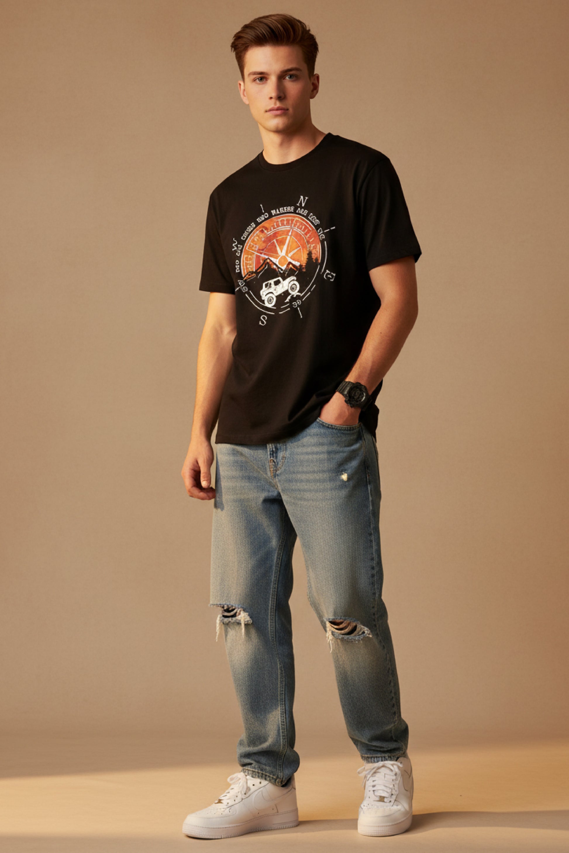 Men’s Outlaws Regular Printed T-Shirt – 100% Cotton Casual Wear