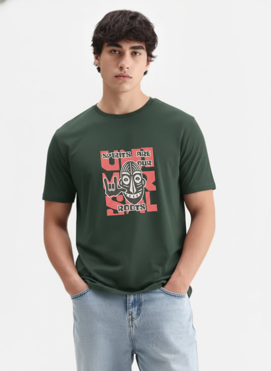 Men’s Outlaws Regular Fit T-Shirt with Tribal Theme Print | 100% Cotton Casual Wear