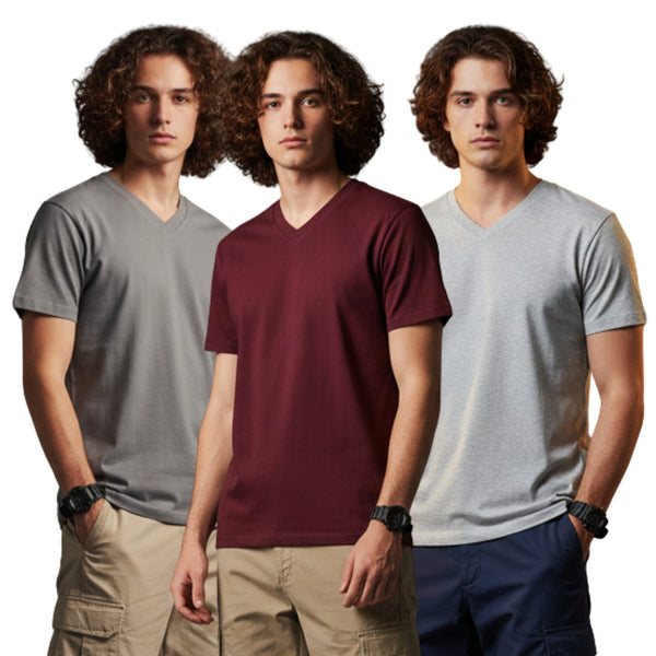 Men's Outlaws Pack Of 3 Regular Fit V-Neck Bio Finish T-shirt
