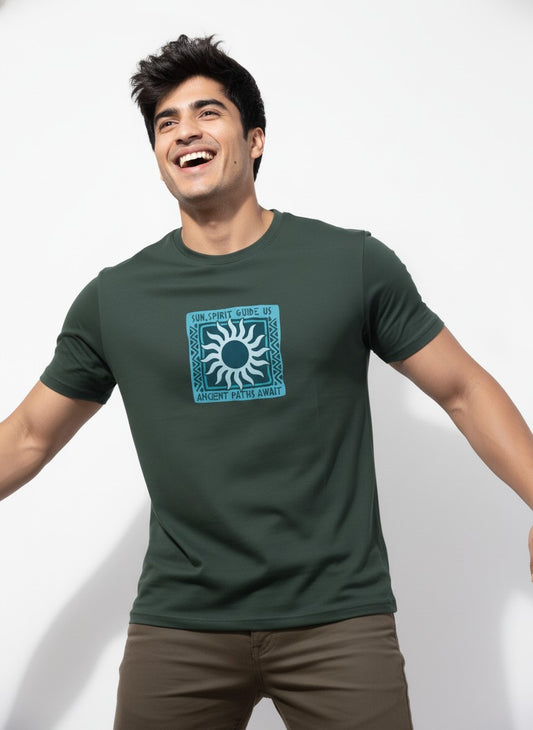 Men’s Outlaws Regular Fit T-Shirt with Tribal Theme Print | 100% Cotton Casual Wear