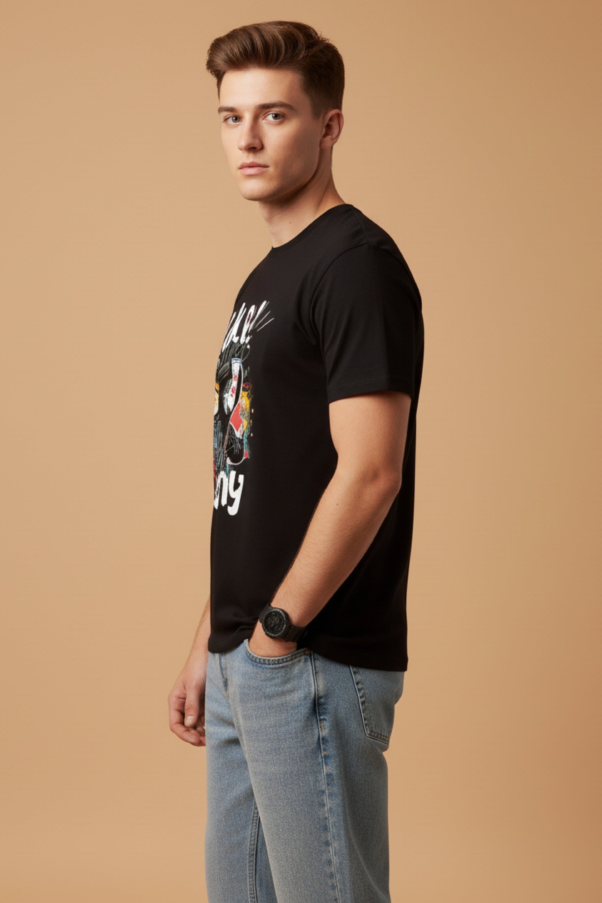 Men’s Outlaws Regular Printed T-Shirt – 100% Cotton Casual Wear