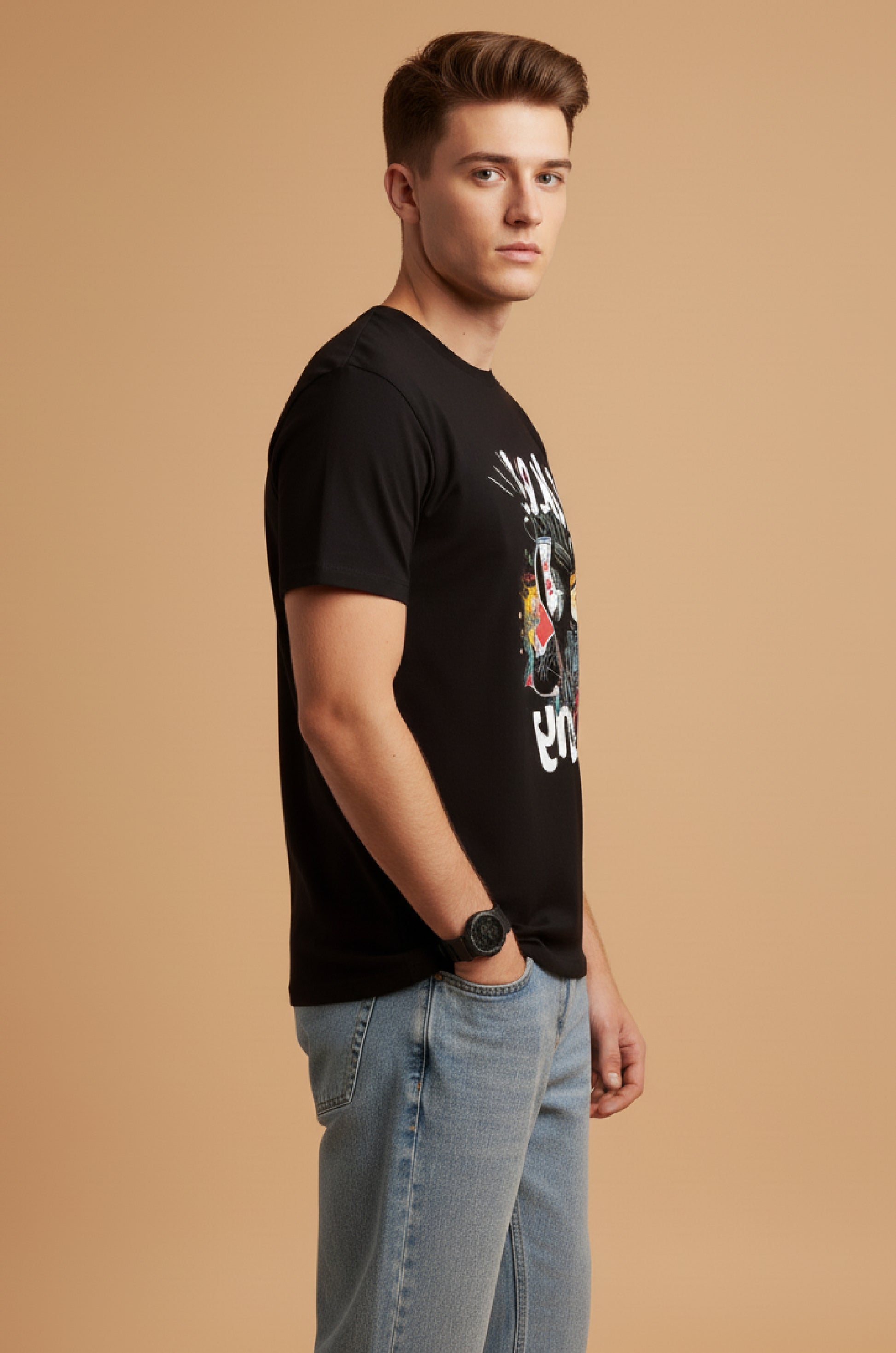 Men’s Outlaws Regular Printed T-Shirt – 100% Cotton Casual Wear