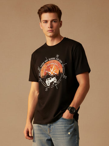 Men’s Outlaws Regular Printed T-Shirt – 100% Cotton Casual Wear