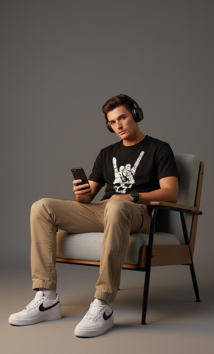 Men’s Outlaws Regular Printed T-Shirt – 100% Cotton Casual Wear