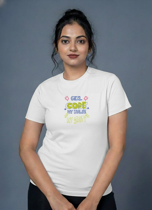 “Girl Code My Rules My Reality” Graphic T-Shirt – 100% Cotton | Bio-Wash | Premium Comfort