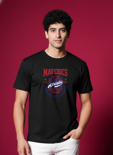 Men’s Outlaws Regular Printed T-Shirt – 100% Cotton Casual Wear