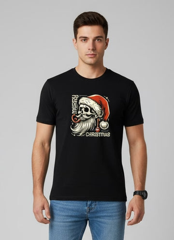 Men’s Outlaws Christmas Printed T-Shirt – 100% Cotton Festive Casual Wear