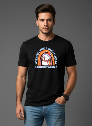 Men’s Outlaws Christmas Printed T-Shirt – 100% Cotton Festive Casual Wear