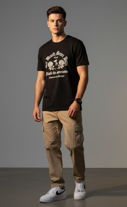 Men’s Outlaws Regular Printed T-Shirt – 100% Cotton Casual Wear