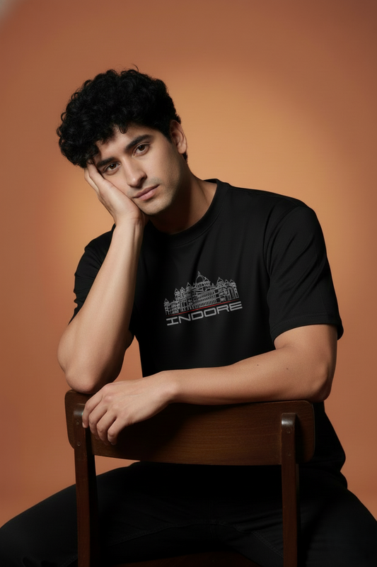 Men’s Outlaws Regular Fit T-Shirt with Indore City Graphic | 100% Cotton Casual Wear