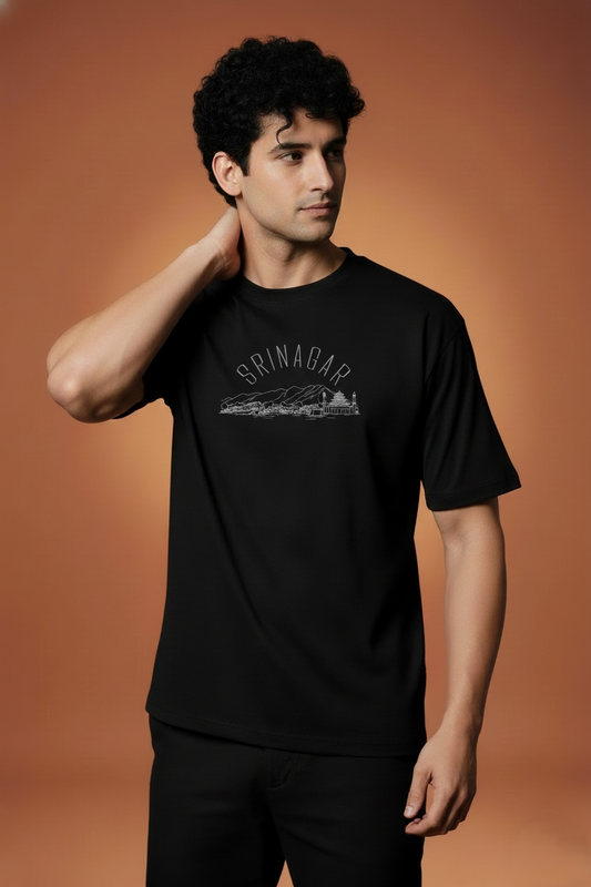 Men’s Outlaws Regular Fit T-Shirt with Srinagar City Graphic | 100% Cotton Casual Wear