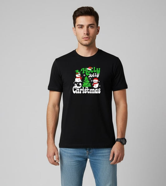 Men’s Outlaws Christmas Printed T-Shirt – 100% Cotton Festive Casual Wear