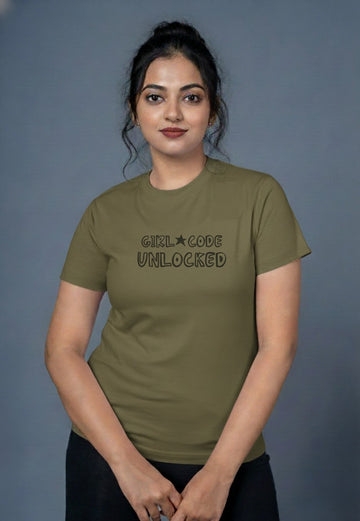 “Girl Code Unlocked” Graphic T-Shirt – 100% Cotton | Bio-Wash | Premium Comfort