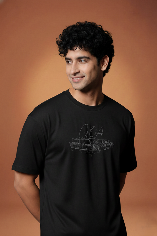 Men’s Outlaws Regular Fit T-Shirt with Goa City Graphic | 100% Cotton Casual Wear