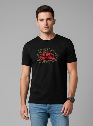 Men’s Outlaws Christmas Printed T-Shirt – 100% Cotton Festive Casual Wear
