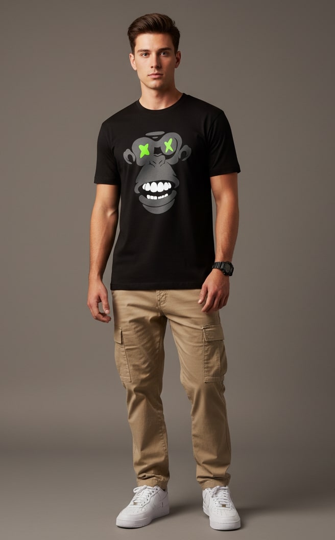 Men’s Outlaws Regular Printed T-Shirt – 100% Cotton Casual Wear