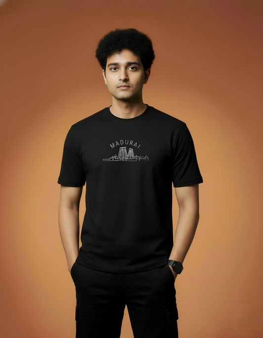 Men’s Outlaws Regular Fit T-Shirt with Madurai City Graphic | 100% Cotton Casual Wear