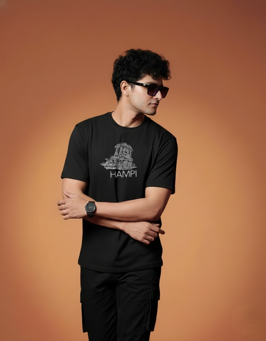 Men’s Outlaws Regular Fit T-Shirt with Hampi City Graphic | 100% Cotton Casual Wear