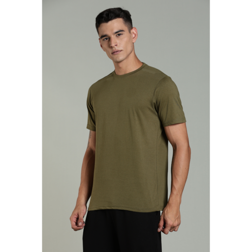 Outlaws Solid Olive Green T-shirt for Men