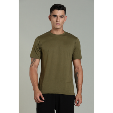 Outlaws Solid Olive Green T-shirt for Men