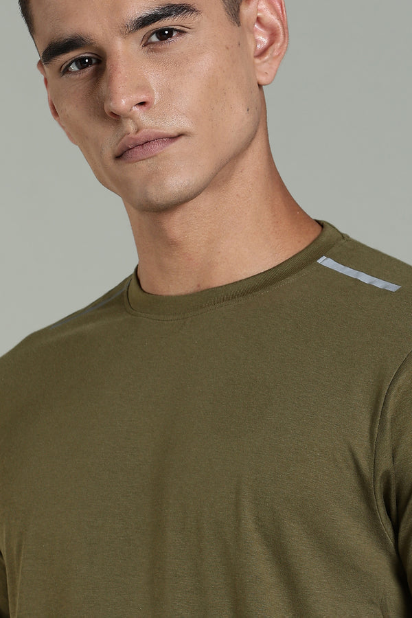 Outlaws Olive Green Athleisure T-shirt for Men