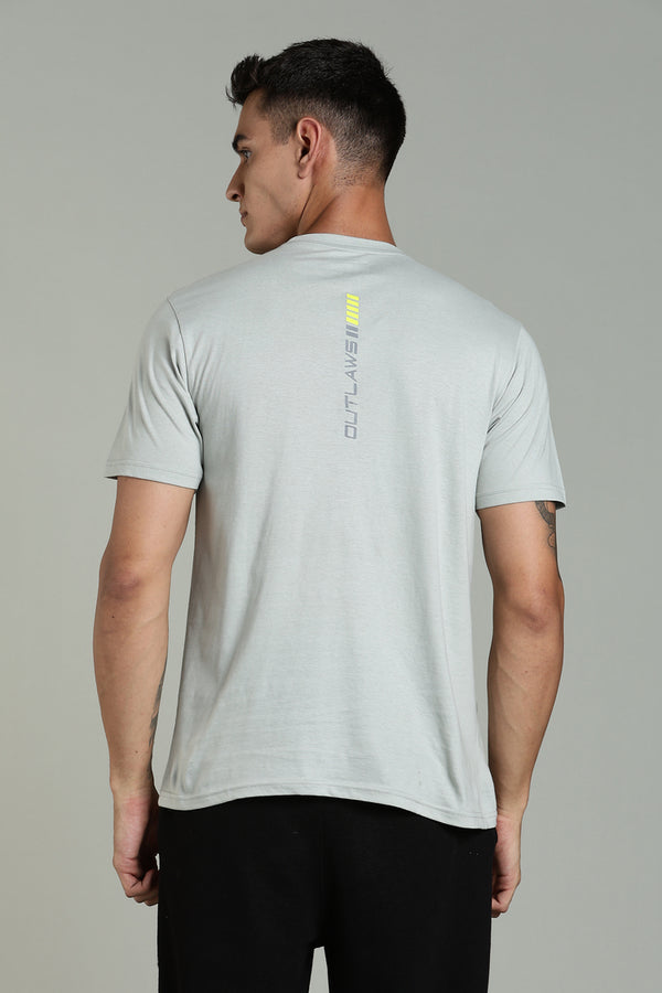 Outlaws Light Grey Athleisure T-shirt for Men