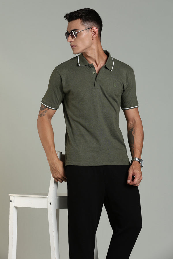 Outlaws Olive Green Polo T-shirt for Men