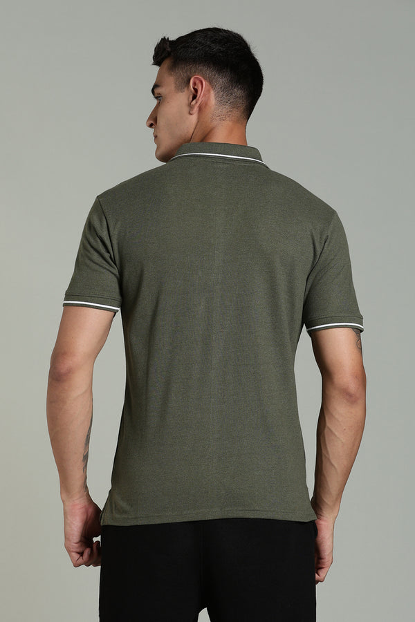 Outlaws Olive Green Polo T-shirt for Men