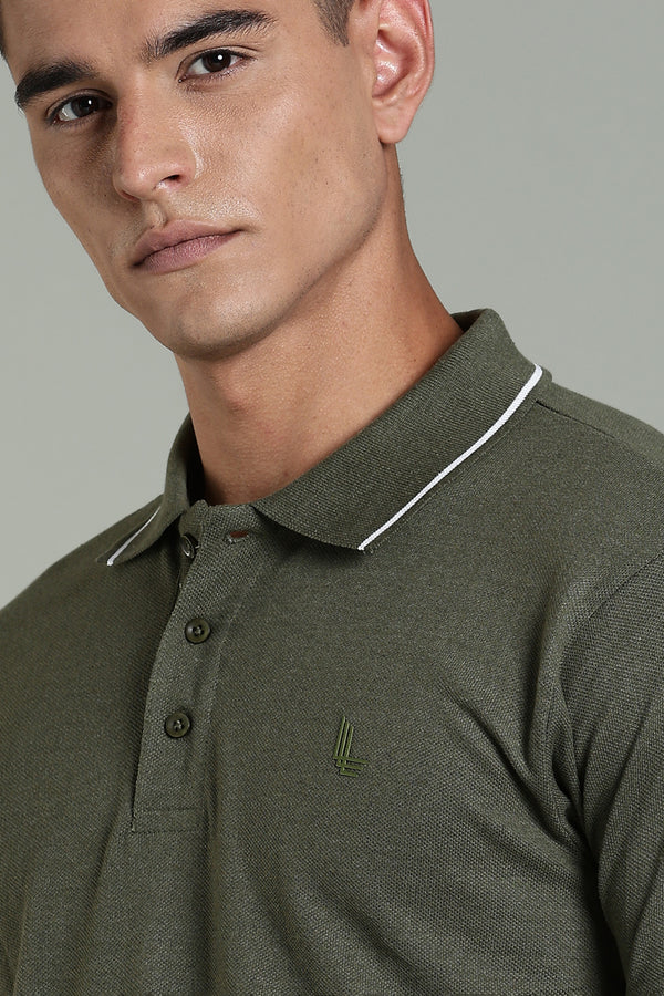 Outlaws Olive Green Polo T-shirt for Men