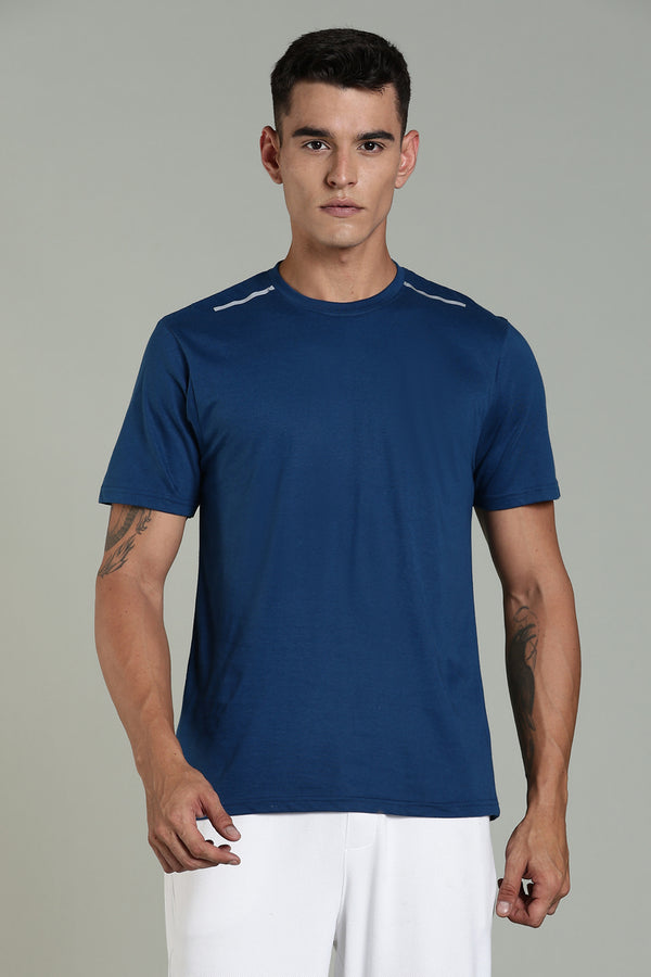 Outlaws Navy Blue Athleisure T-shirt for Men