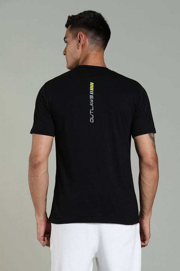Outlaws Black Athleisure T-shirt for Men
