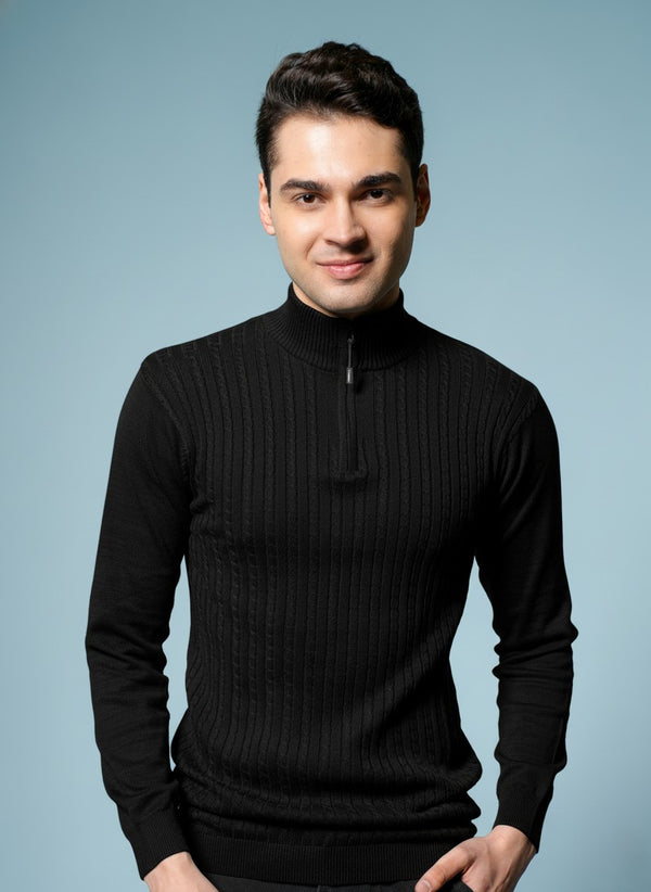 Men’s Pure Cotton Textured Knit Sweater – Premium Comfort & Timeless Style
