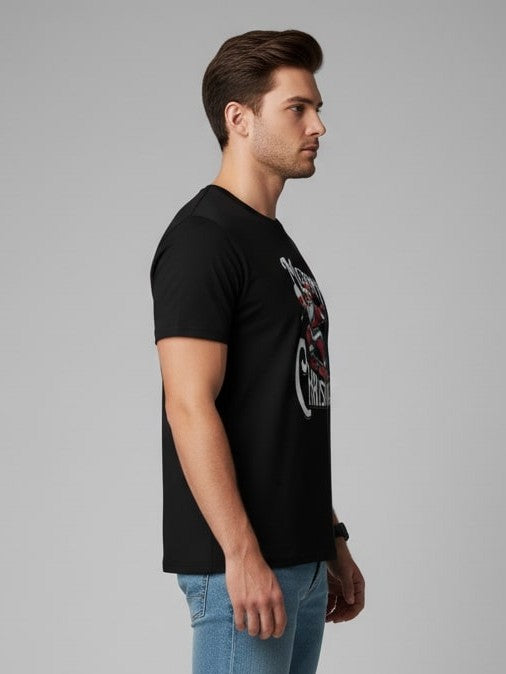 Men’s Outlaws Christmas Printed T-Shirt – 100% Cotton Festive Casual Wear