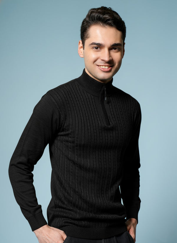 Men’s Pure Cotton Textured Knit Sweater – Premium Comfort & Timeless Style