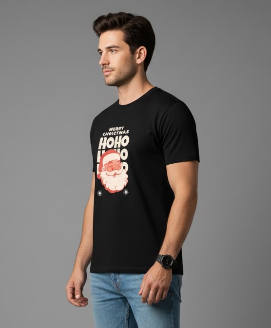 Men’s Outlaws Christmas Printed T-Shirt – 100% Cotton Festive Casual Wear