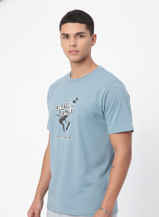 Men’s Outlaws Regular Fit T-Shirt with Skate & Graffiti Theme Print | 100% Cotton Casual Wear