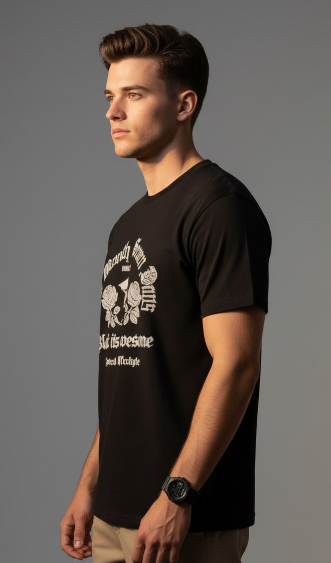 Men’s Outlaws Regular Printed T-Shirt – 100% Cotton Casual Wear