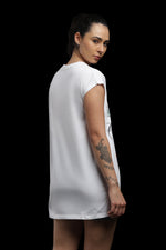Outlaws Women Artistic Printed T Shirt - Abstract Face Graphic White Tee