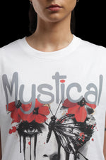 Outlaws Women Musical Graphic Printed T Shirt - Artistic Butterfly Face White Tee