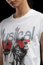 Outlaws Women Musical Graphic Printed T Shirt - Artistic Butterfly Face White Tee