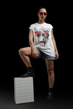 Outlaws Women Musical Graphic Printed T Shirt - Artistic Butterfly Face White Tee