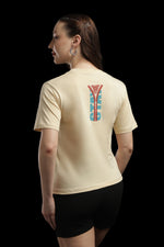 Outlaws Women Rise N Grind Graphic T Shirt - Beige Asymmetrical Casual Tee