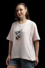 Outlaws Women Floral Print Oversized T Shirt - Light Pink Casual Tee