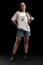Outlaws Women Floral Print Oversized T Shirt - Light Pink Casual Tee