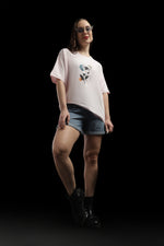 Outlaws Women Floral Print Oversized T Shirt - Light Pink Casual Tee