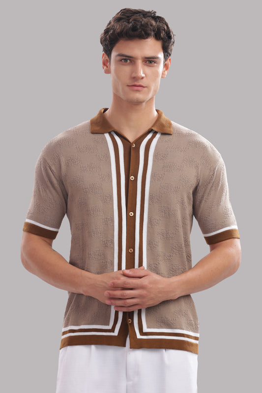 Premium Cotton Men’s 100% Cotton Textured Button-Down Polo Shirt – Casual Luxury